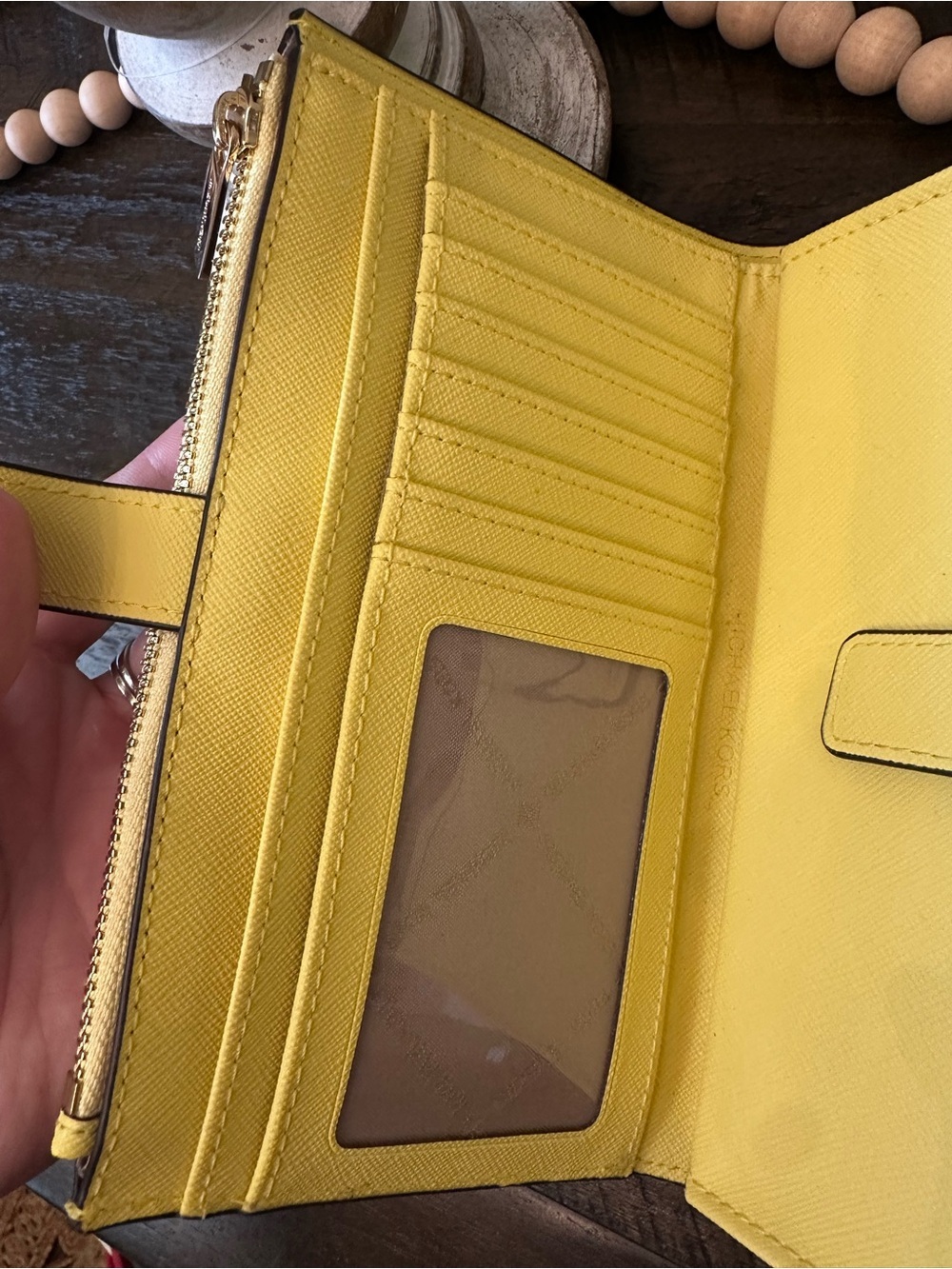 Michael Kors Bright sunshine Yellow staffino Leather Wristlet Clutch - Picture 8 of 12
